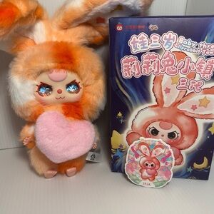 Baby Three Lily Rabbit Town V3 Orange & White Bunny – Liquid Glitter Eyes – New